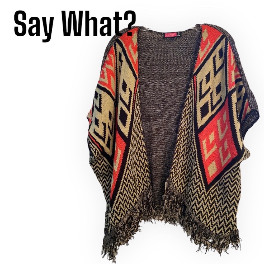 Say What? Sleeveless Aztec Sweater OS